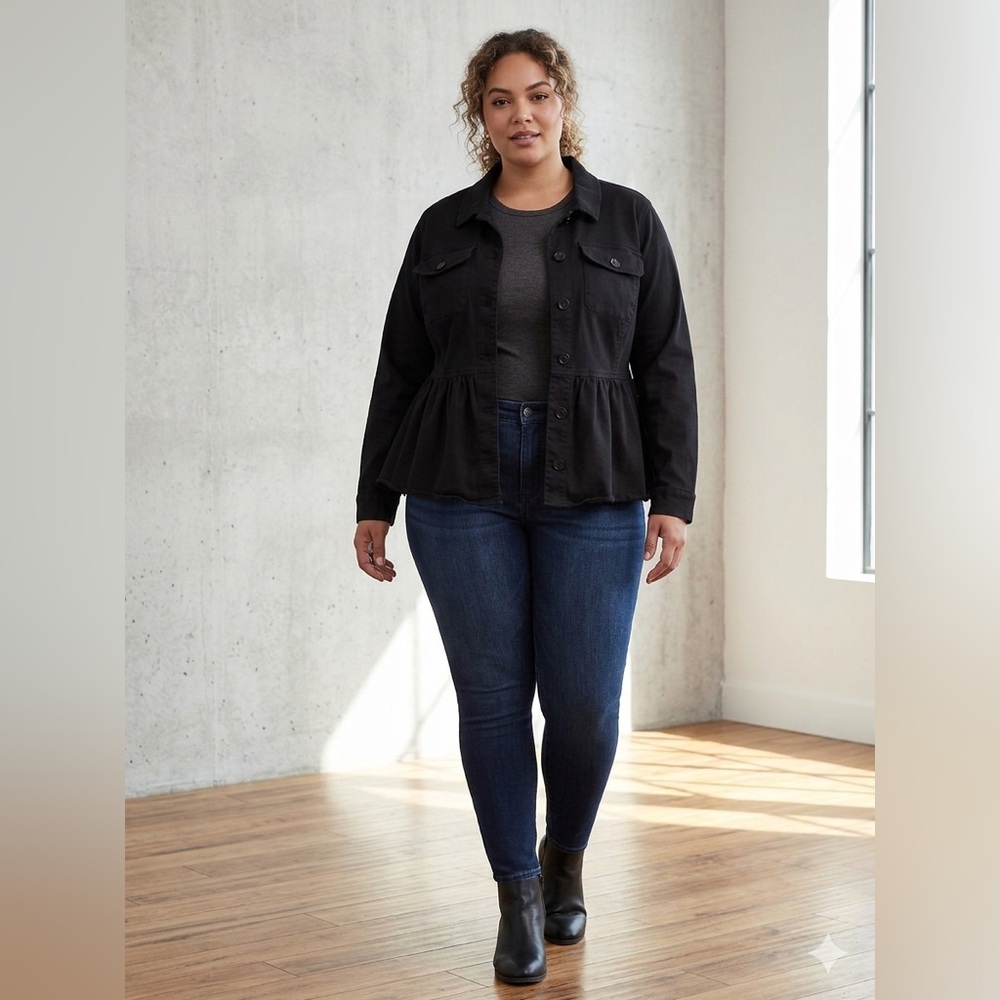 Torrid Black Peplum Utility‎ Jacket - Size 3 (3X)